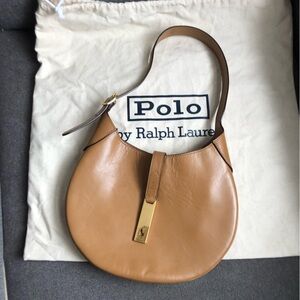 Ralph Lauren Polo ID BAG small Tan Leather Shoulder Bag